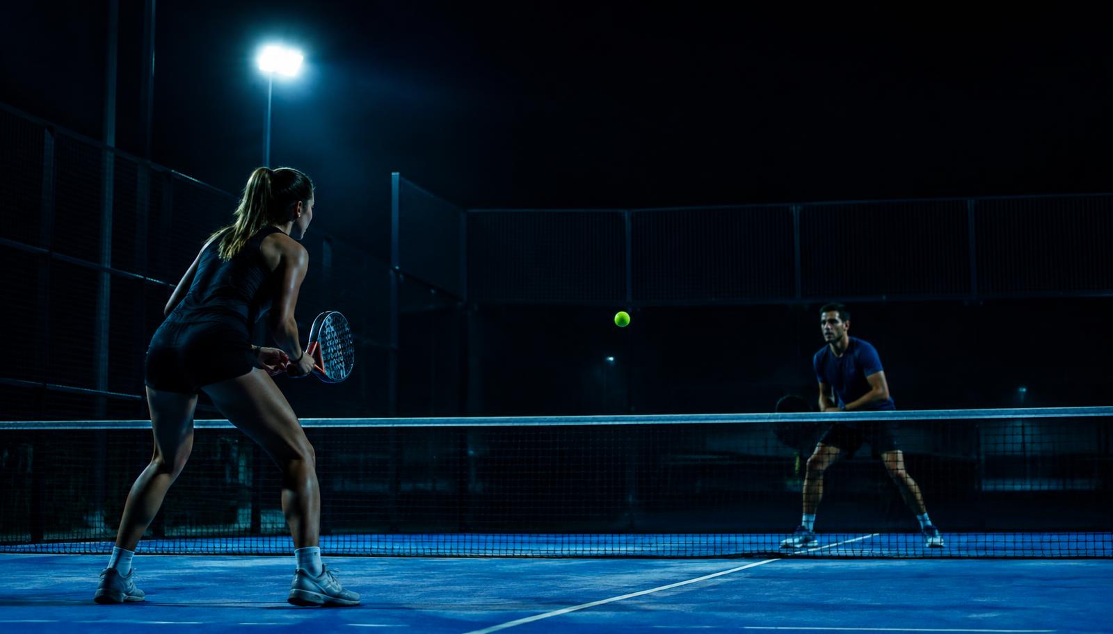 Partita di padel in notturna